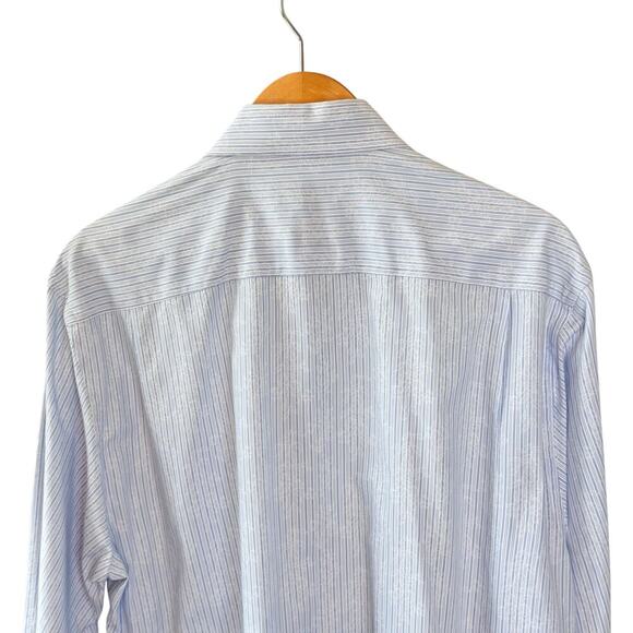 Johnson & Murphy Tailored Fit Mens Dress Shirt Light Blue Striped Floral Sz L - Picture 8 of 10